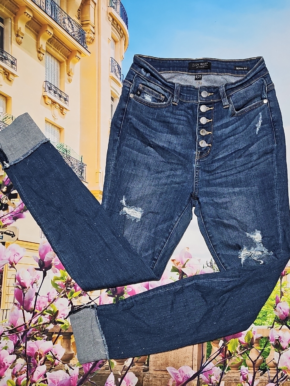 Judy Blue Skinny Cuffed High Rise Jeans Size‎  5/27